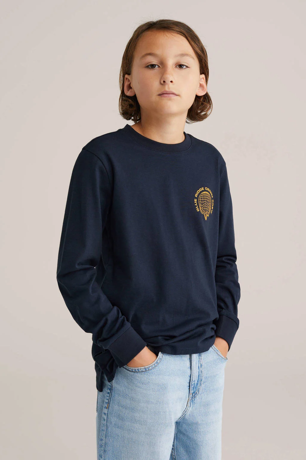 WE Fashion Blue Ridge longsleeve donkerblauw