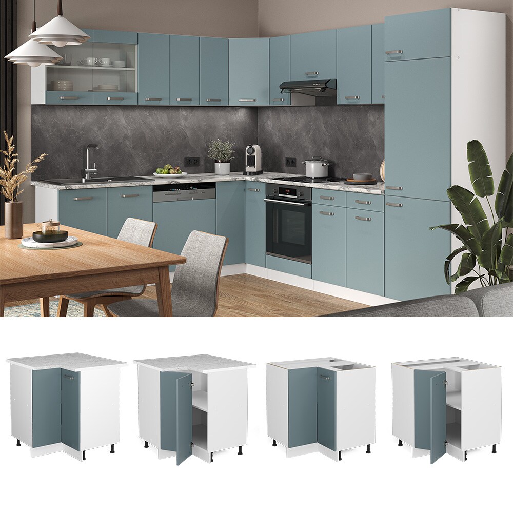 Vicco Eckunterschrank Küchenschrank R-Line Solid Weiß Blau Grau 87 cm modern Arbeitsplatte