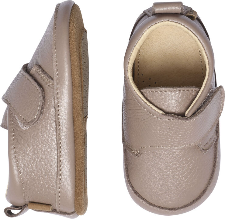 Melton Luxury leather slippers velcro Fawn