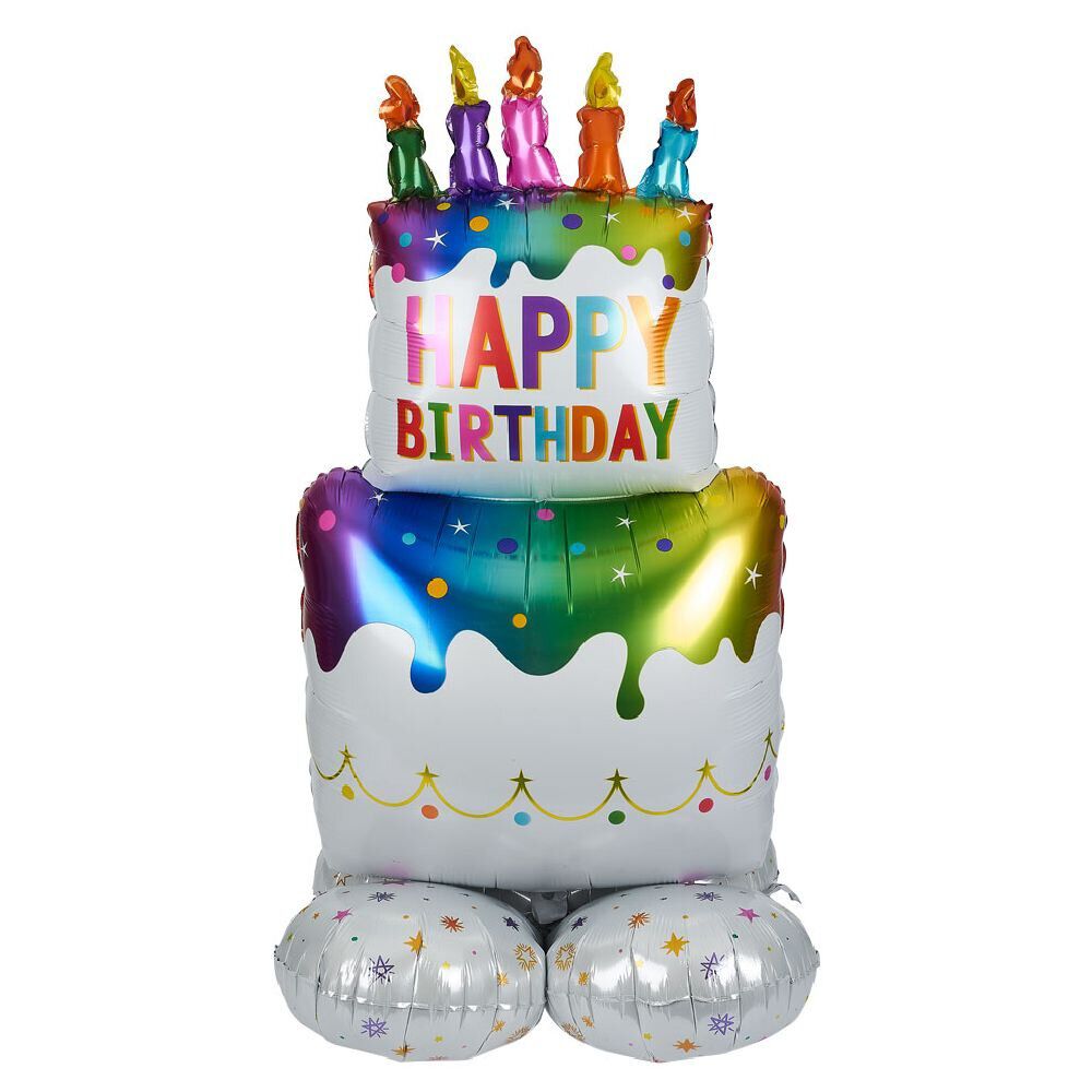 Ballon alu anniversaire Happy Birthday multicolore H100cm