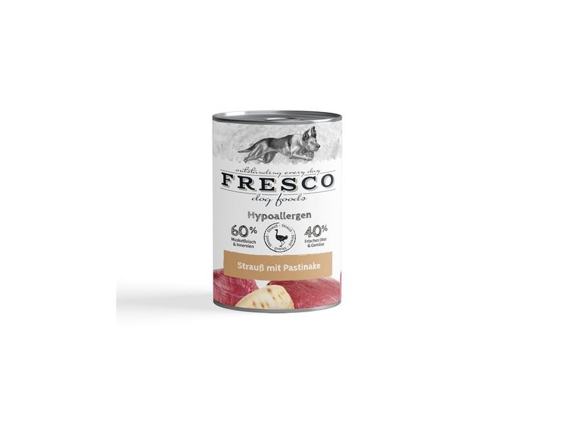 FRESCO Nassfutter Hypoallergen Strauss 400 g Ergänzungsfuttermittel für Hunde