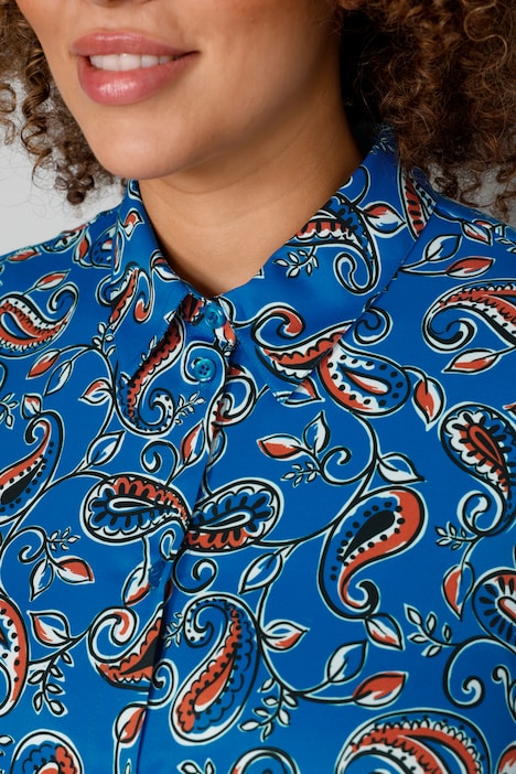 Longbluse, Paisley-Print, Langam mit Bordüre