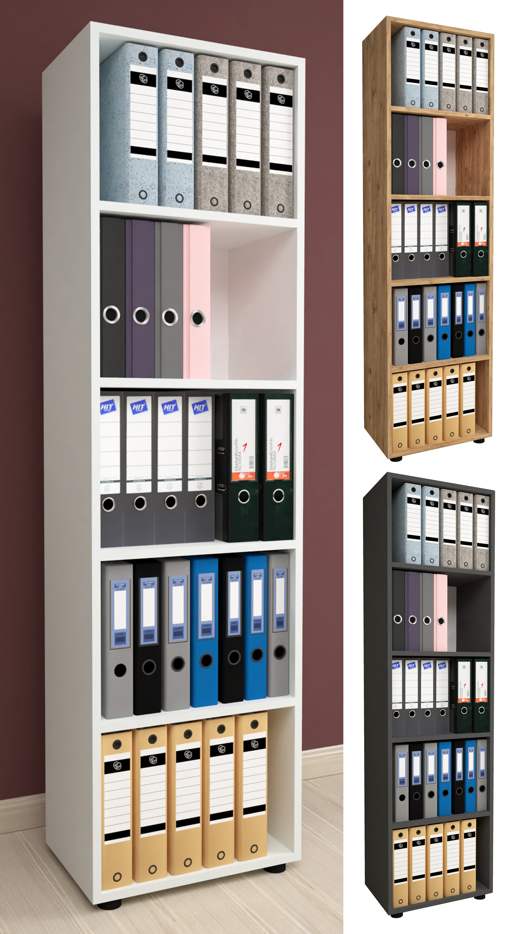 VCM Holz Büro Stand Regal Bücher Ordner Aktenregal Ordnerregal Bücherregal Ulas 5f