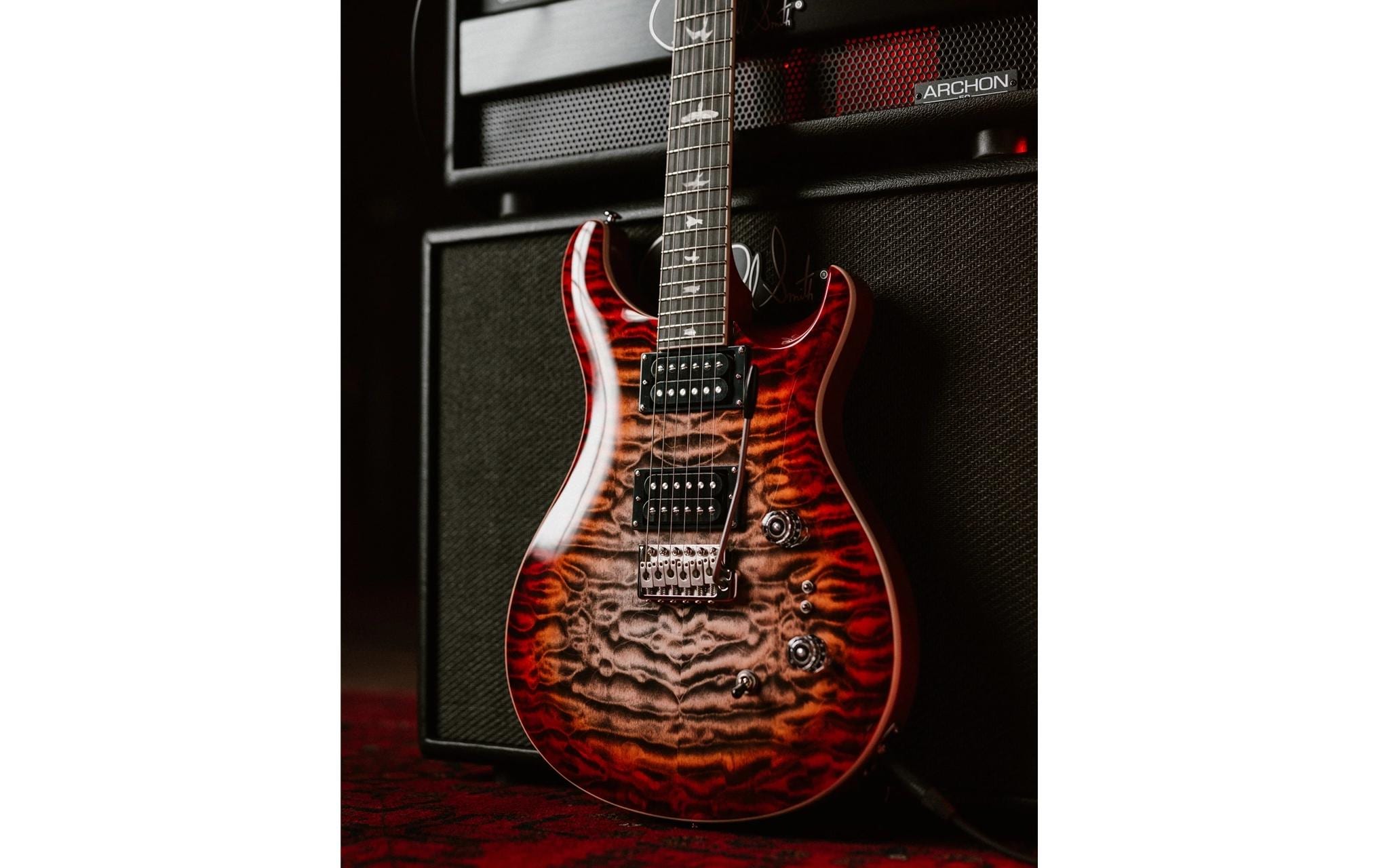E-Gitarre SE Custom 24-08 Quilt Charcoal Cherry Burst<br>Gitarre mit Split Coil-Funktion