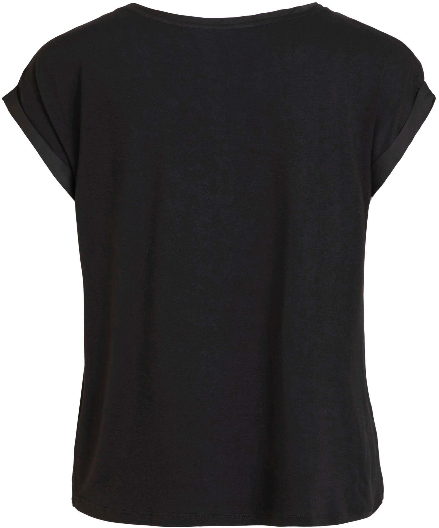 Vila Shirtbluse »VIELETTE«, Vorderteil aus glänzendem Satin