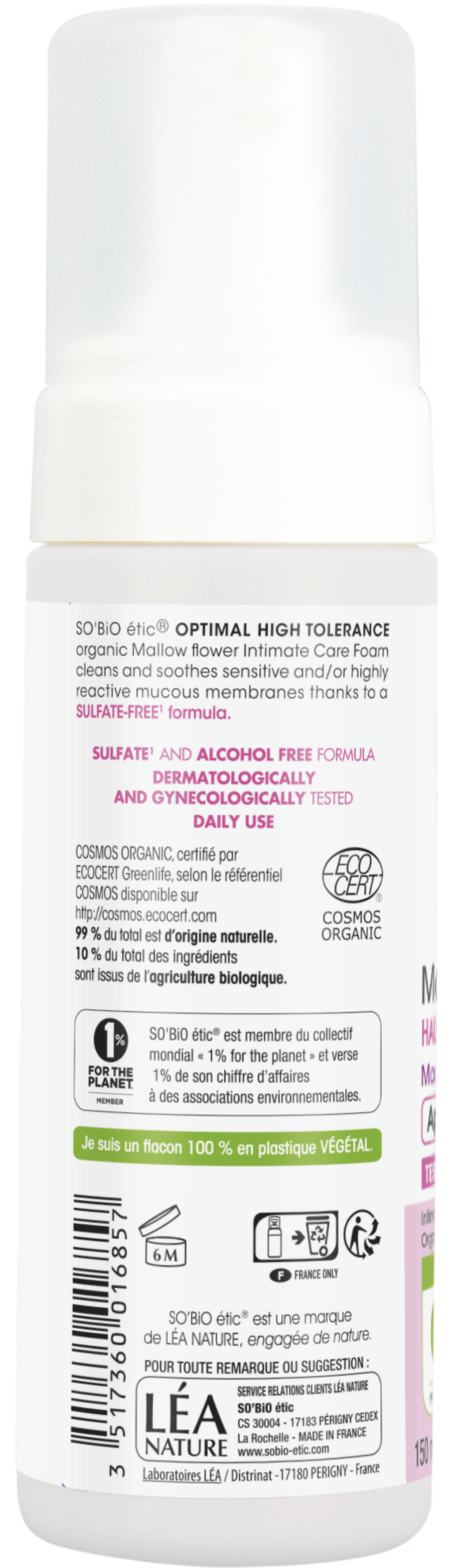 LÉA NATURE SO BiO étic  Hypoallergenes Intim-Reinigungsmousse Malve, 200 ml