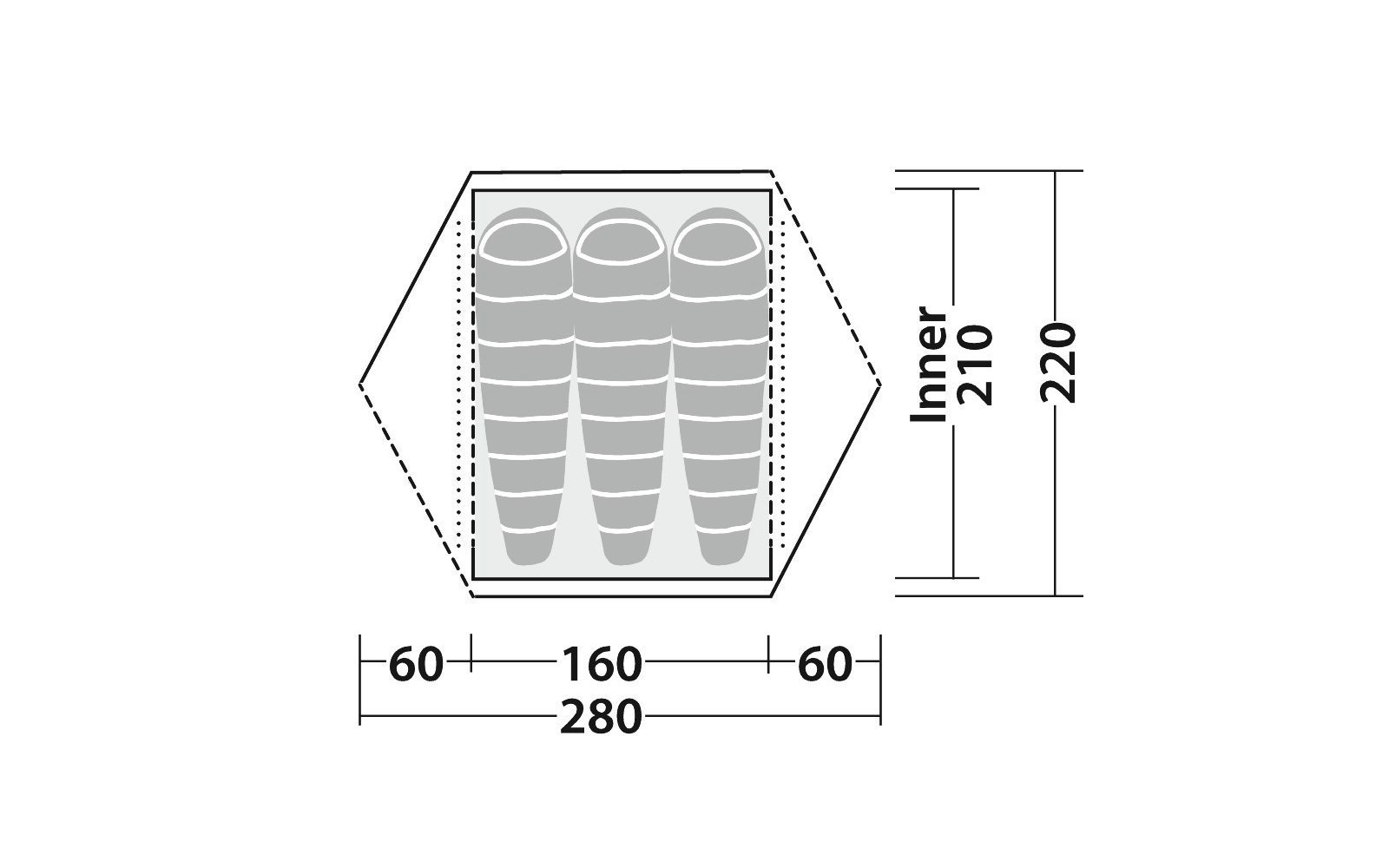 Robens Boulder Kuppelzelt 280 x 220 x 110 cm türkis für 3 Personen