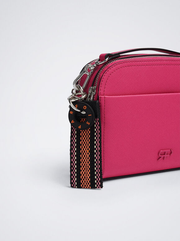 Bolsa transversal com pingente - Rosa