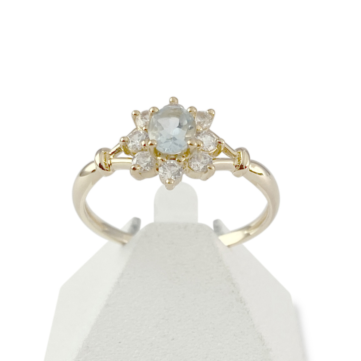 Bague d'occasion or 750 jaune aigue marine zirconias