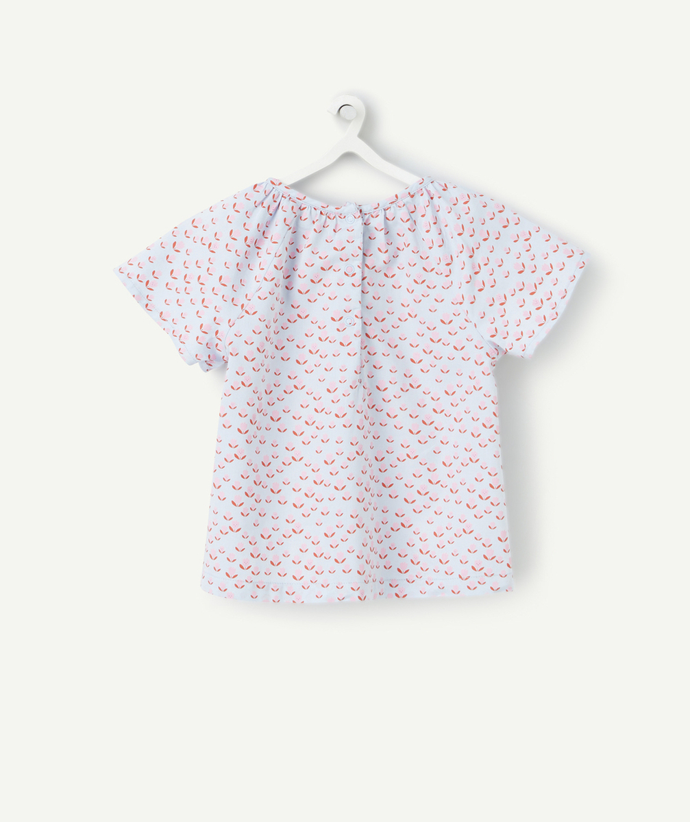 blouse manches courtes bébé fille violette imprimé roses