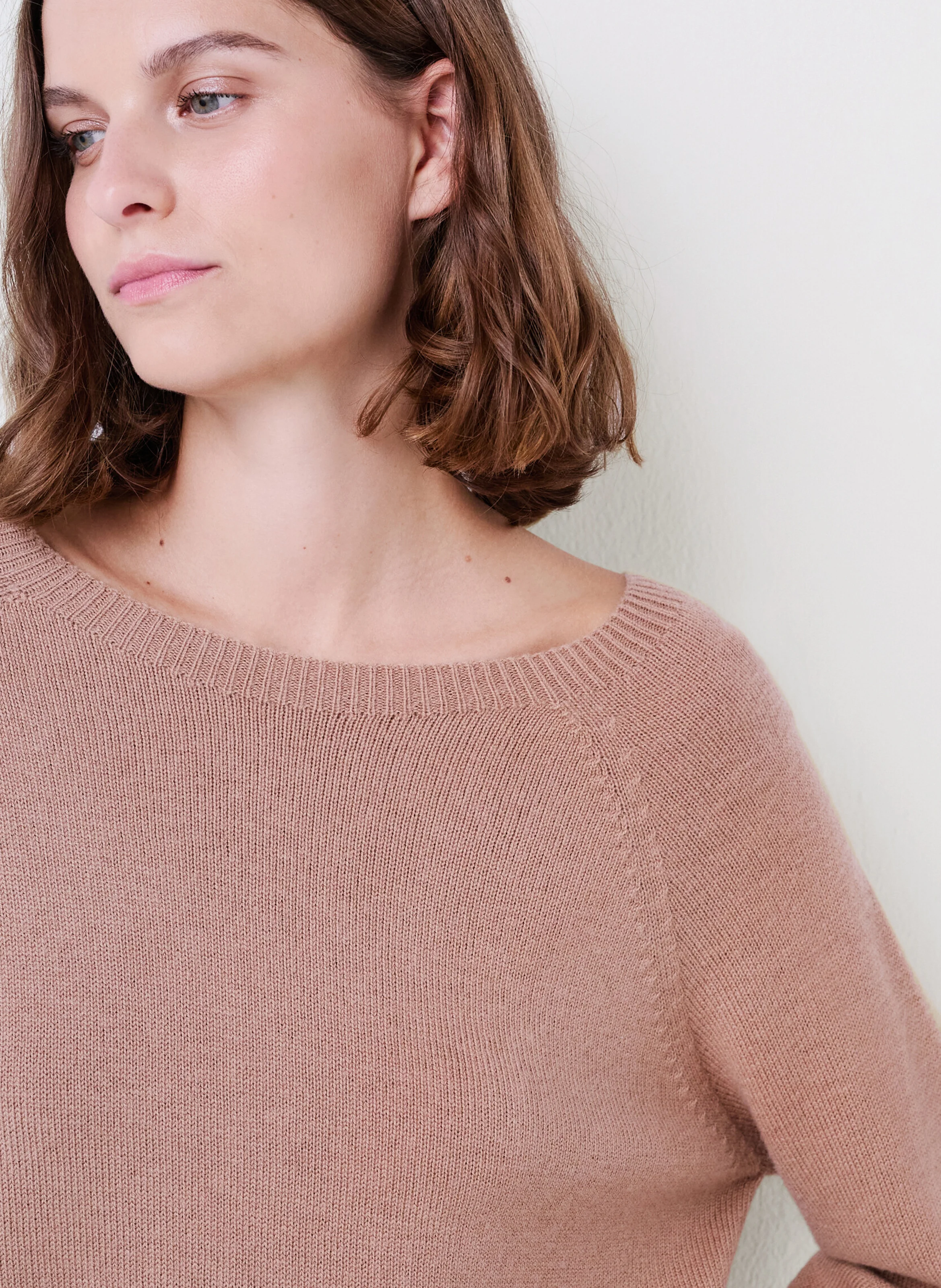 MDIMITRI - Pull droit col rond en laine | Marron