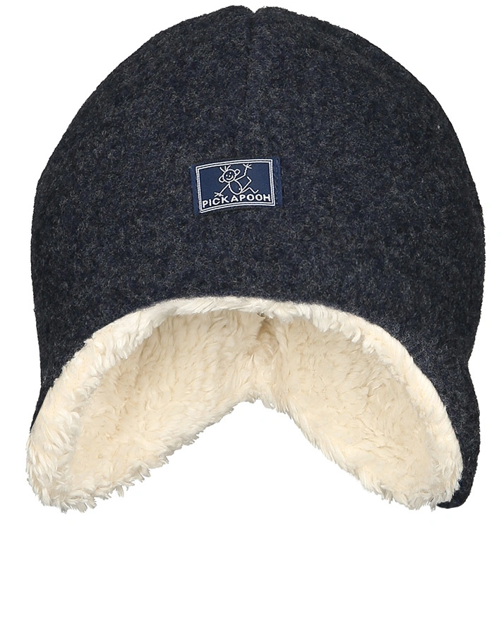 Woll-Mütze JONAS FLEECE mit Plüschfutter in marine/natur