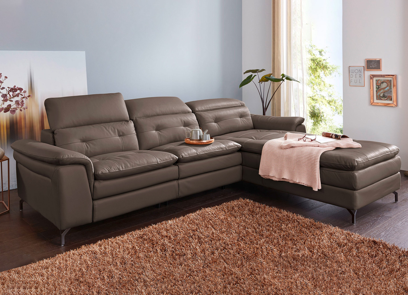 Leder-Polsterecke mit Relax-Funktion