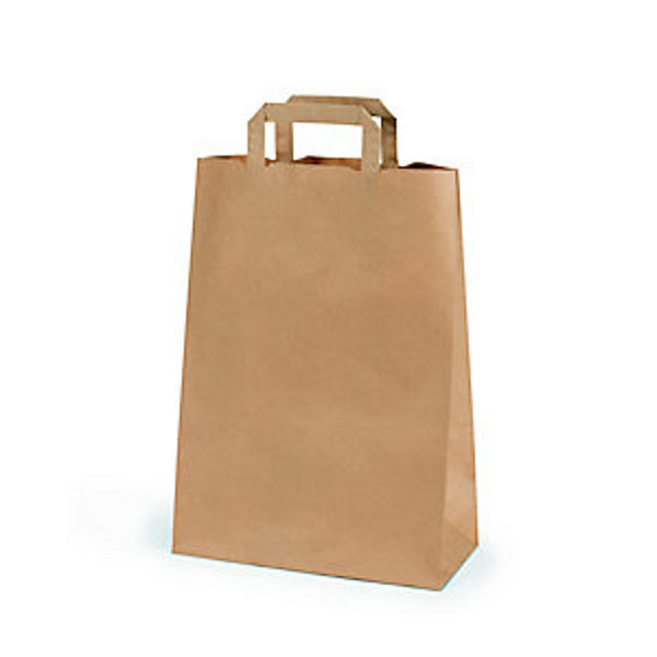 RAJA Sac kraft à poignées plates l.32 x H.40 x soufflet 12 cm - Brun - Lot de 250