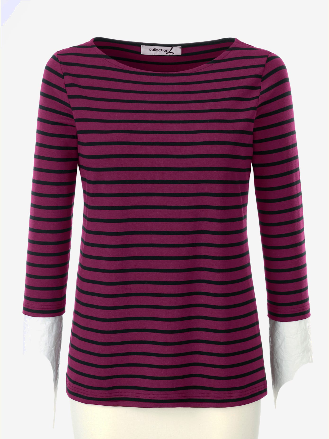 T-shirt rayé col bateau manches longues