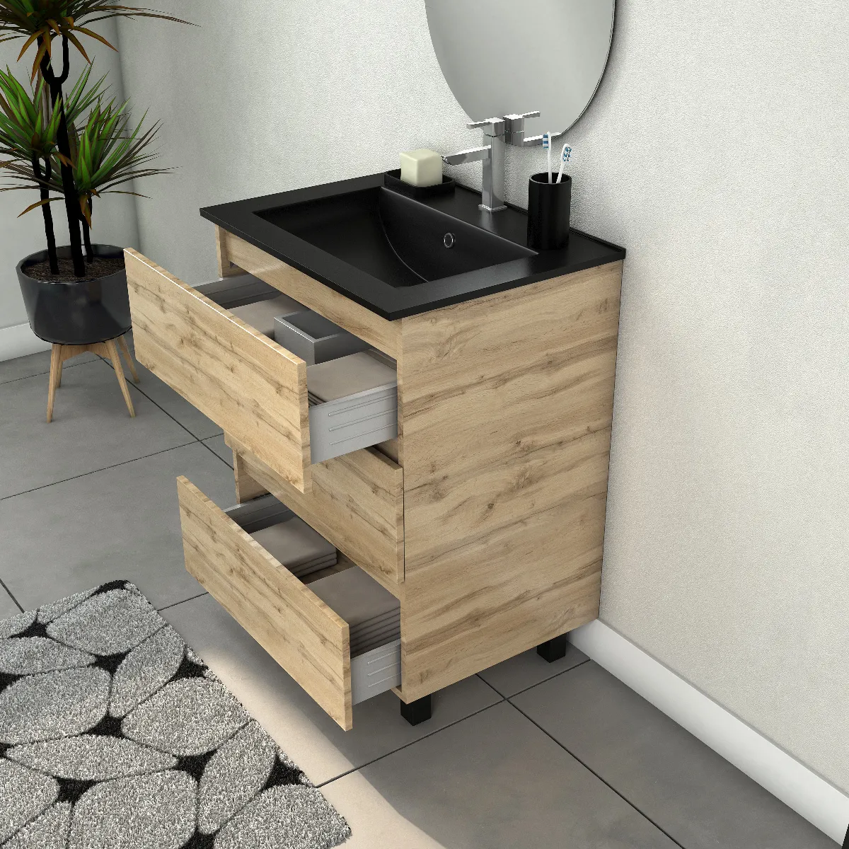 AURLANE Meuble salle de bain 60 cm