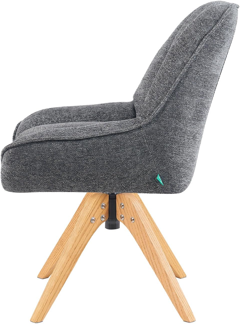 DUBI Möbel Esszimmerstühle 2er Set 360° drehbar mit Taschenfederkern, hoher Sitzkomfort, bis 150 kg belastbar, abriebfester Stoff Grau, Eiche Massivholzgestell geölt (Natur), Mika-Lio