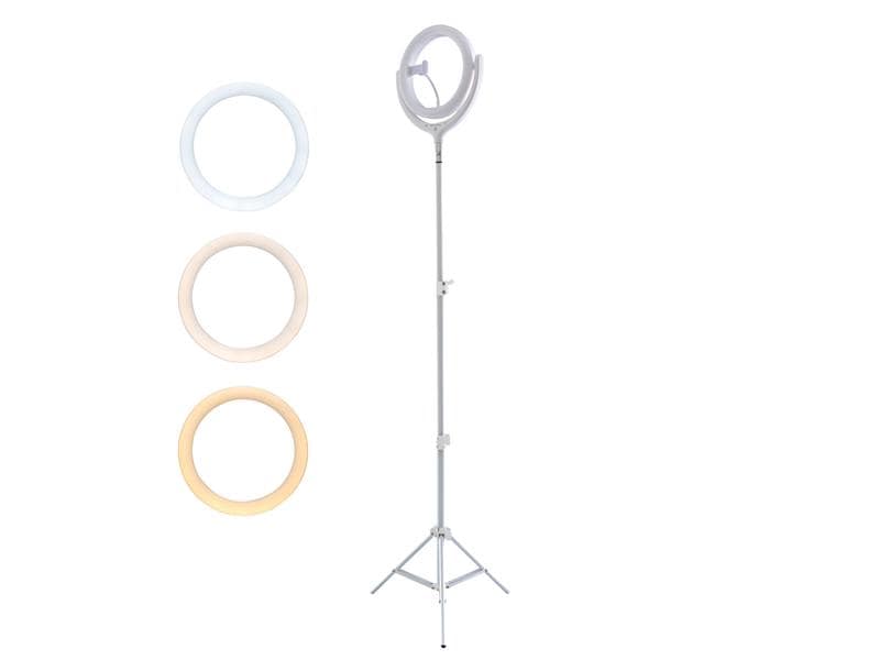 4smarts Videoleuchte Selfie LoomiPod gross Stimmungsvolles, dimmbare Stehlampen-Ringleuchte