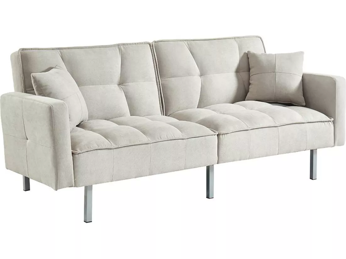 Canapé 3 places convertible clic-clac en tissu MINEY - Gris clair