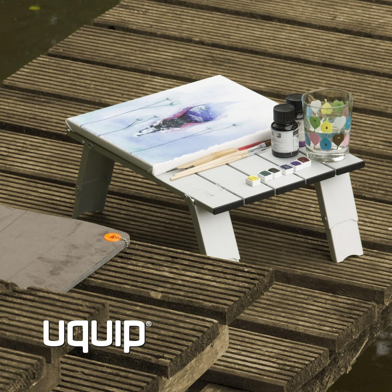 UQUIP Campingtisch Handy Mini Camping Angel Tisch Faltbar Verstellbar Leicht Alu