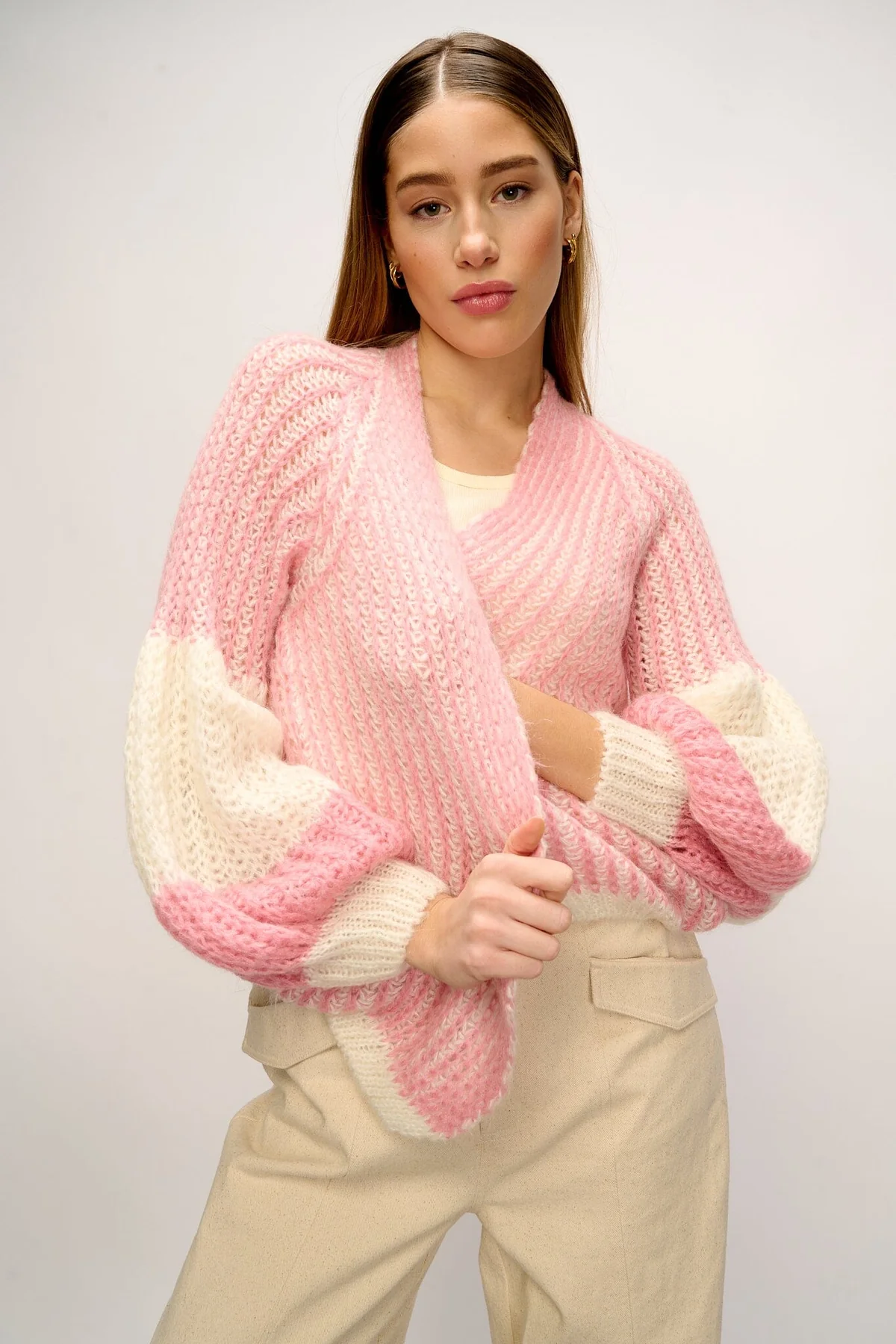 Noella Liana Knit Cardigan white rose