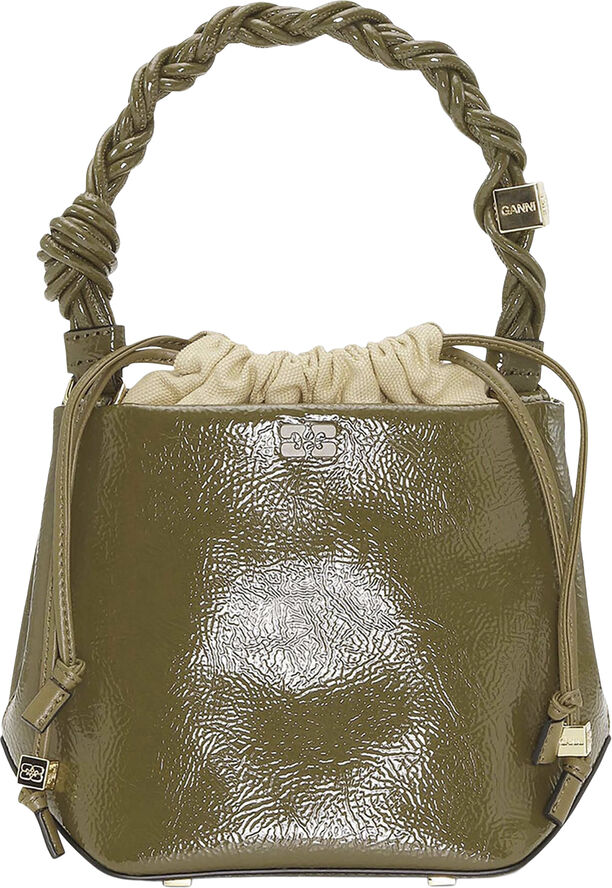 Ganni Ganni Bou Bucket Bag Patent Military olive
