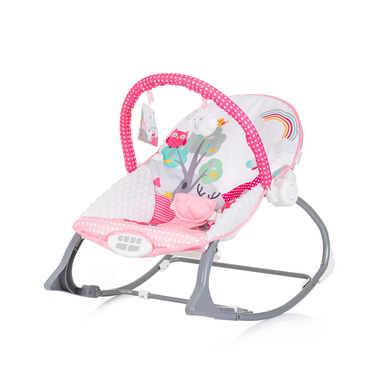 Chipolino Babywippe Melody 2 in 1 Gurt Musik Vibration Spieluhr Schaukelfunktion pink