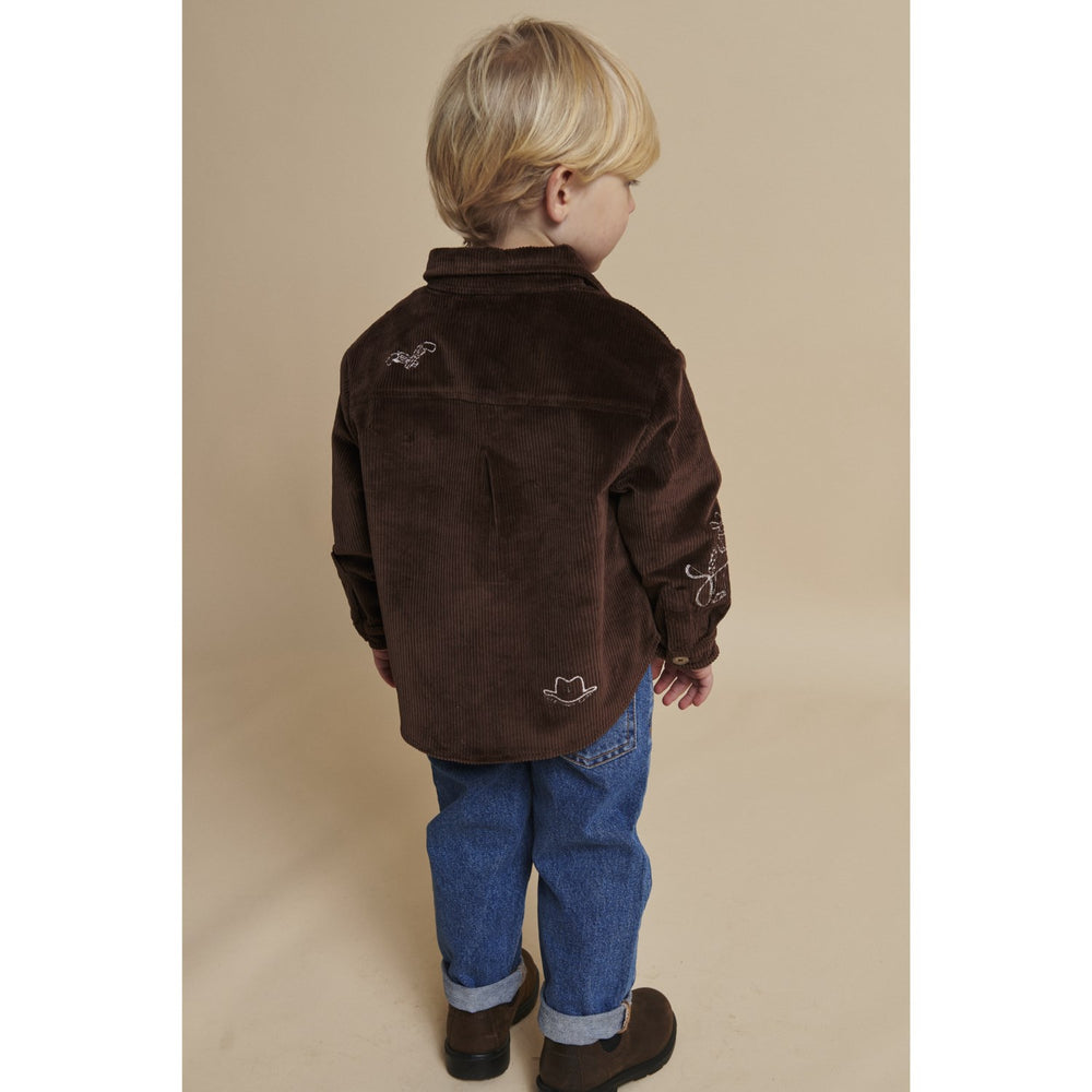 Køb COPENHAGEN COLORS Dk Brown Comb Corduroy Overshirt W. Emb.