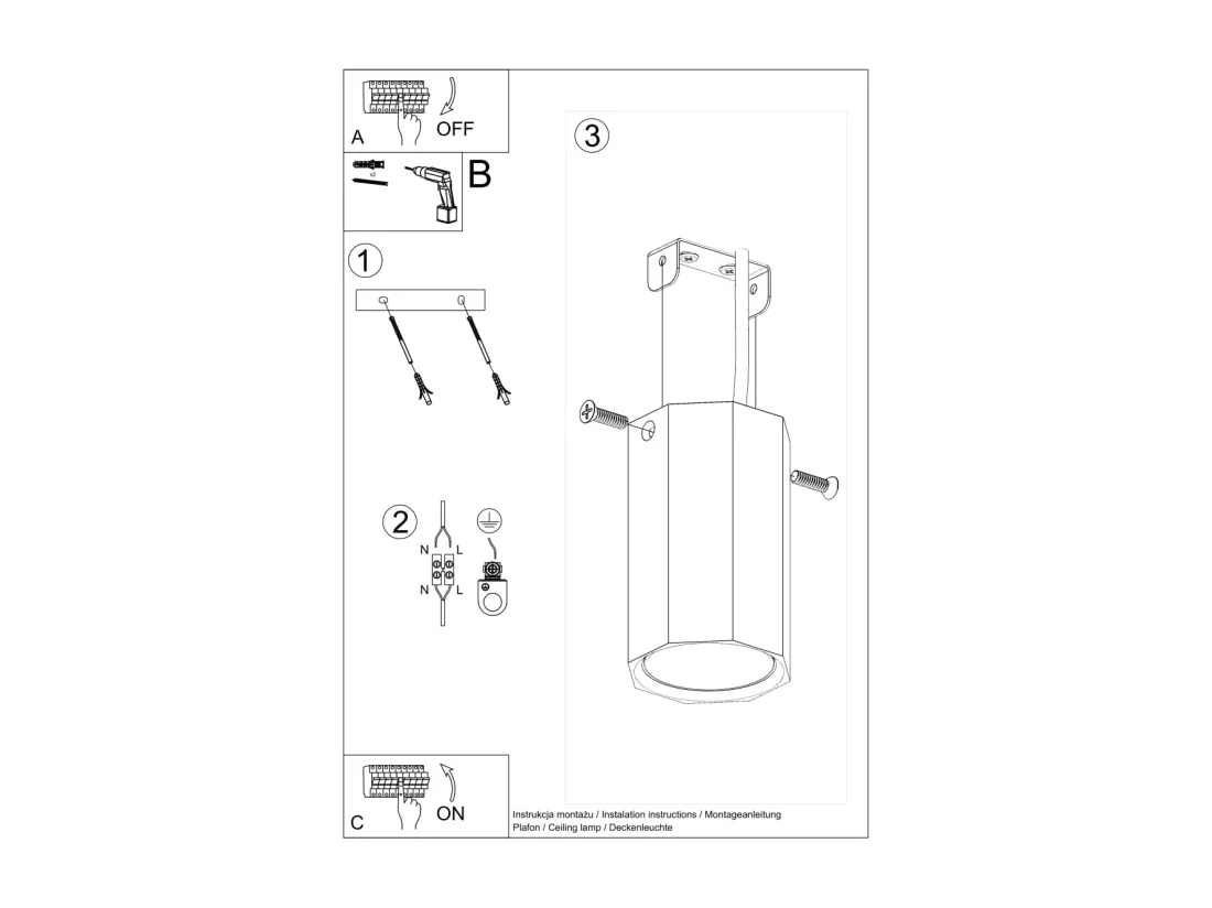 Sollux Lighting Zeke Bois de plafonnier octogonal monté en surface en chêne, 30 cm