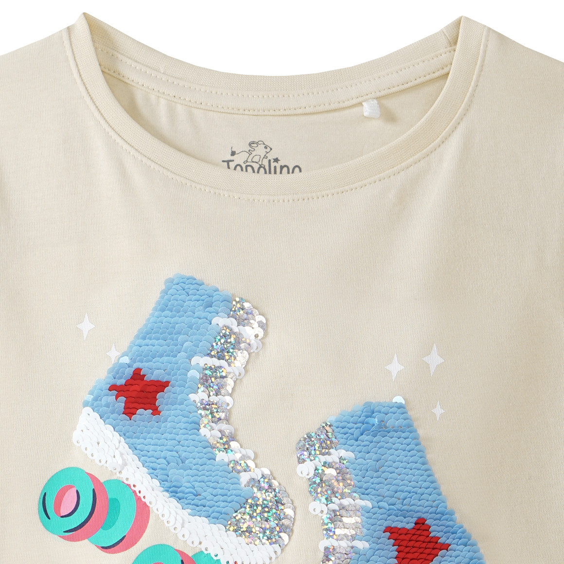Topolino Mädchen T-Shirt mit Wendepailletten creme