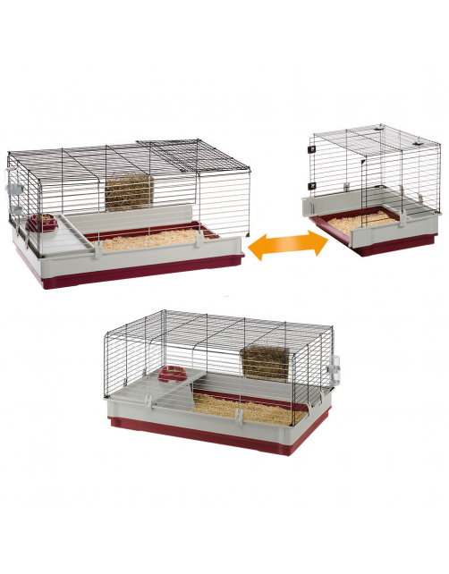 Ferplast Konijnenkooi Krolik 140 - Dierenverblijf - 142x60x50 cm Grijs Rood
