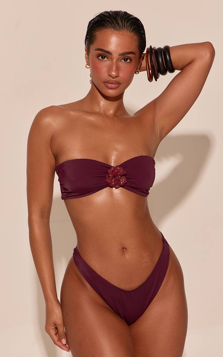 Prune Haut De Bikini Bandeau À Ornement Floral