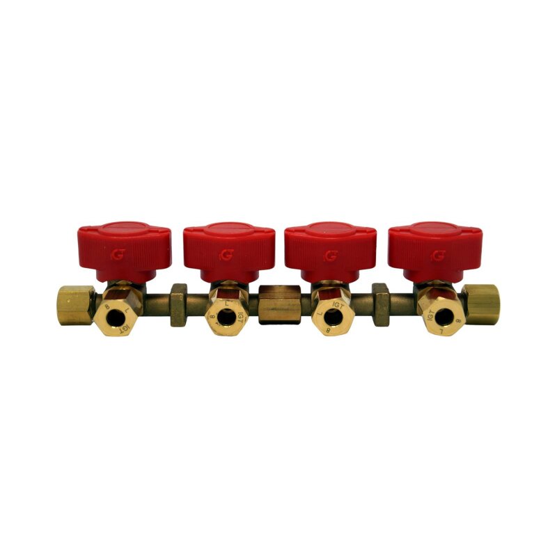 Vierwege Verteilerblock LPG Gas 8mm RVS 8mm