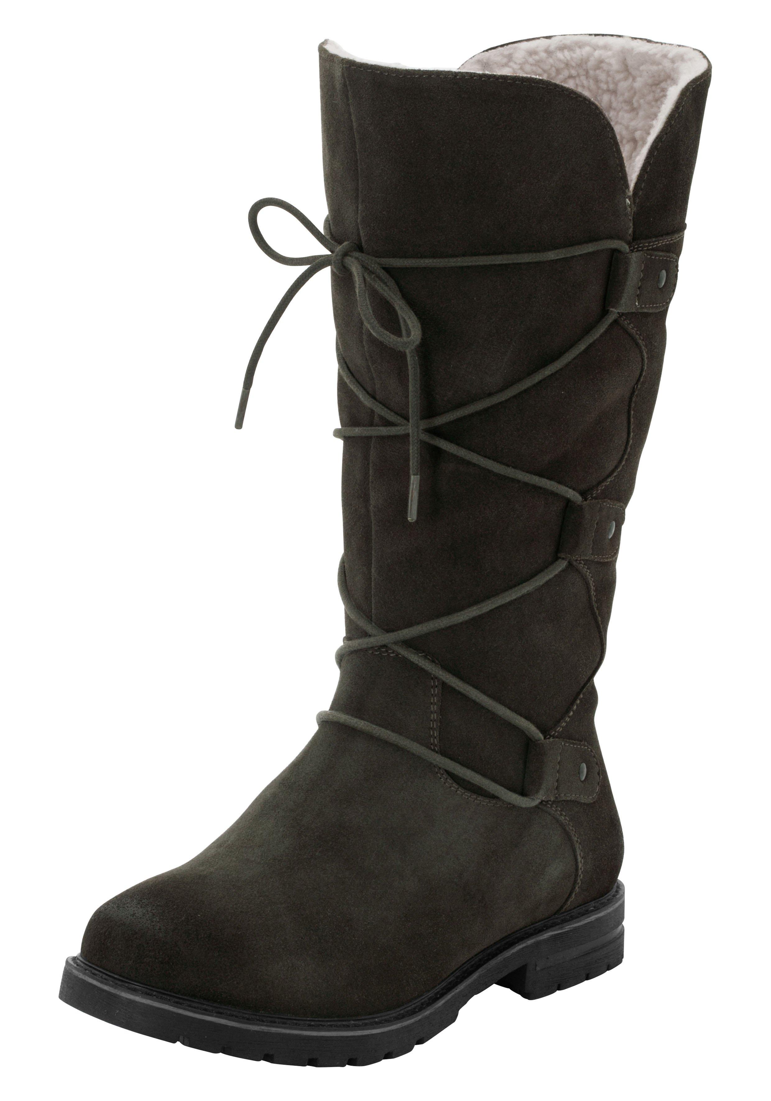 Weitschaftstiefel aus Leder mit Schnürung
