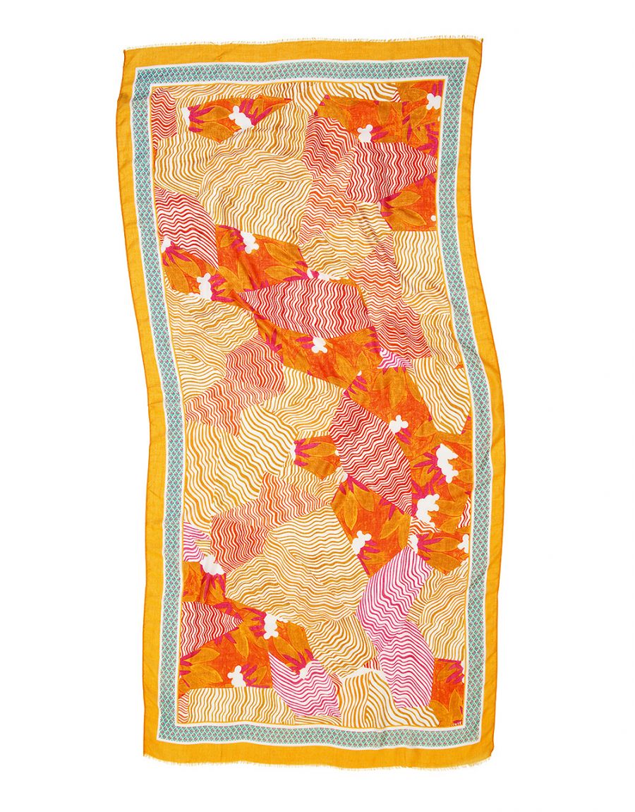 Foulard orange à motifs