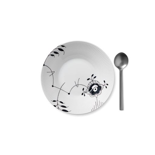 Royal Copenhagen Sort Mega Riflet Dyb Tallerken, Hvid, Ø24 cm