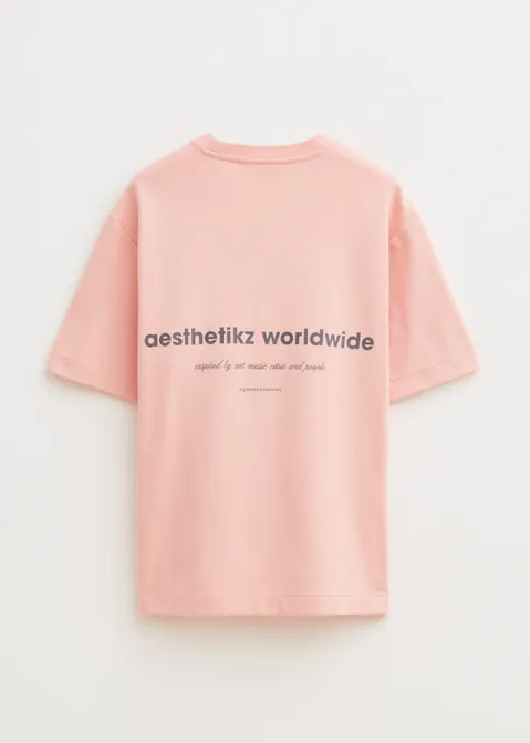 T-shirt met print worldwide roze (ROS.L)