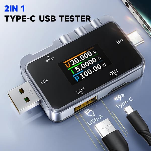 FNIRSI FNAC-28 USB-tester for nøyaktig strøm- og spenningsmåling