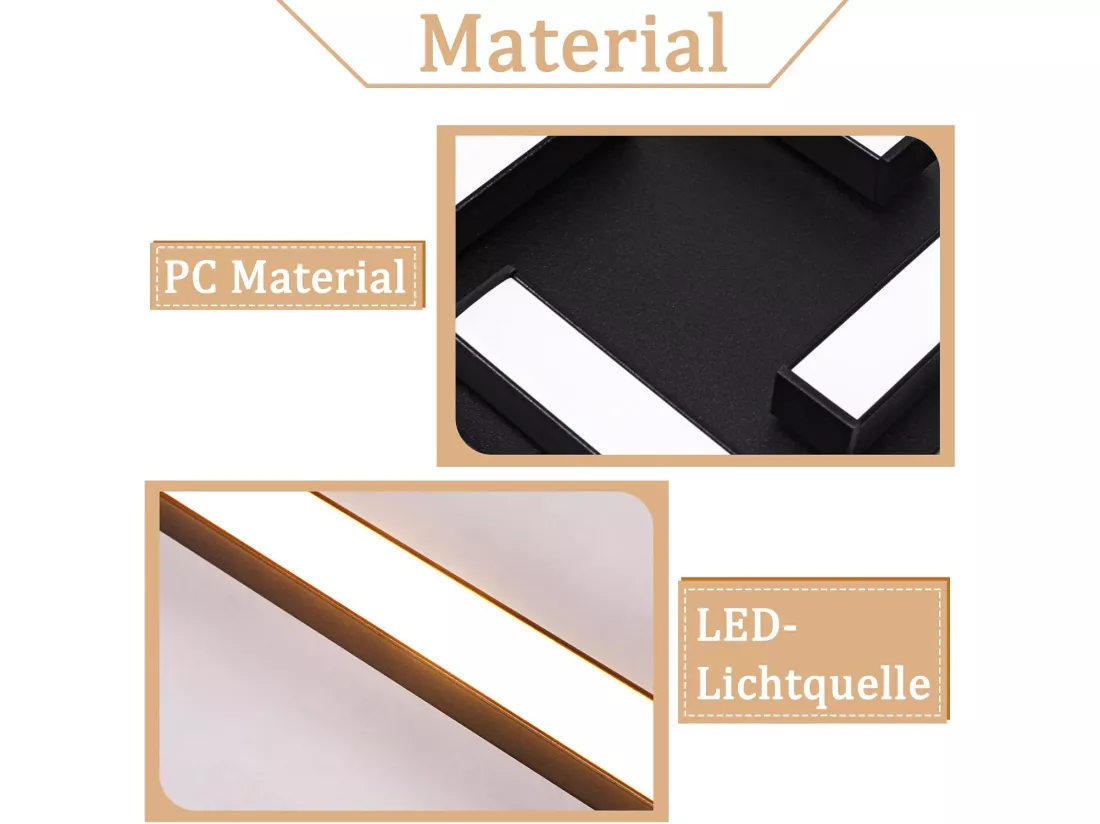 NETTLIFE Plafonnier LED blanc 24W design moderne 3000K blanc chaud