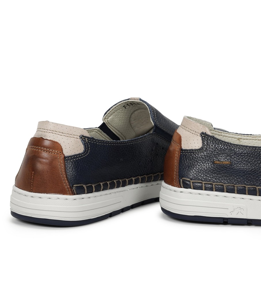Mocassins Fluchos Lester em couro azul-marinho
