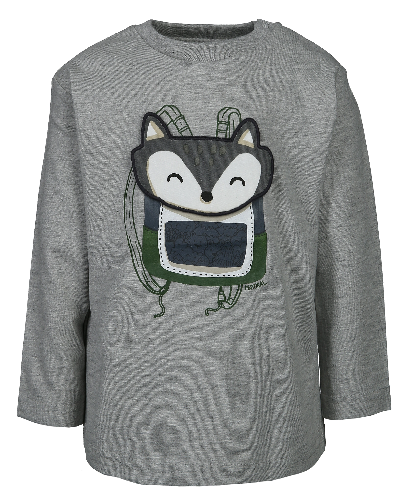Langarmshirt FUCHS in grau meliert