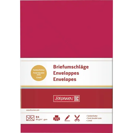 BRUNNEN Briefumschläge, mittelrot, 80g/m², B6, 10 Hüllen