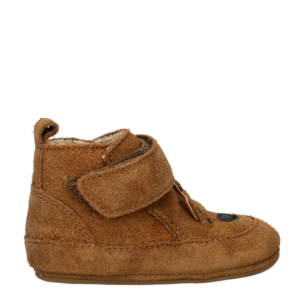 Nelson Kids suède baby schoenen cognac