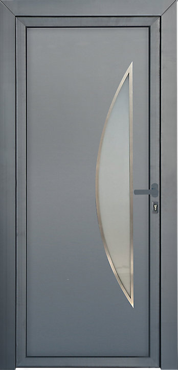Porte d'entrée FORTIA pvc anthracite RAL 7016 Hermoso 96 x h.218 cm poussant gauche