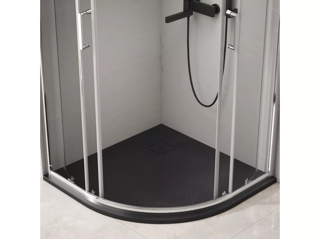 EMKE Receveur de douche Semi-circulaire Antidérapant SMC receveur de douche, Noir 90 x 90 cm