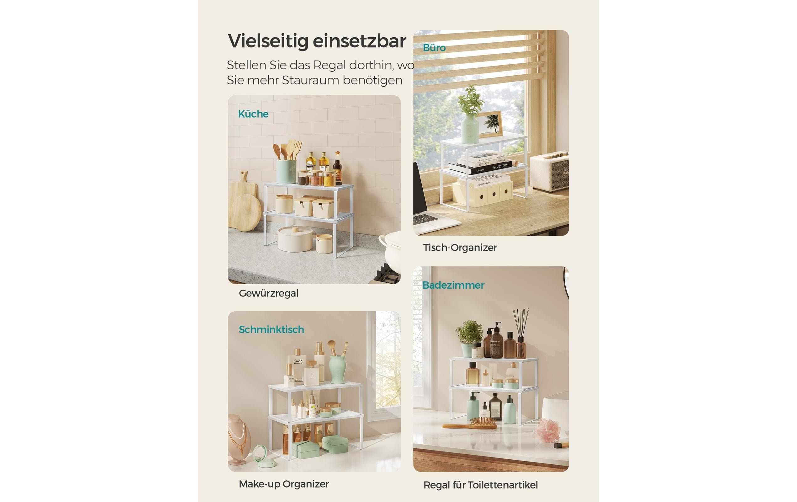 Regal 2er Set WeissGewürzregale mit Metallrahmen