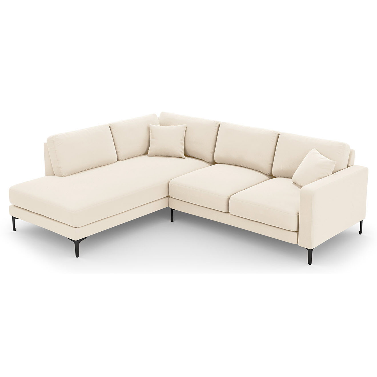 Mazzini Sofas Canapé d'angle Gauche Velours Venus 5 Places beige clair - 254x185x90 cm