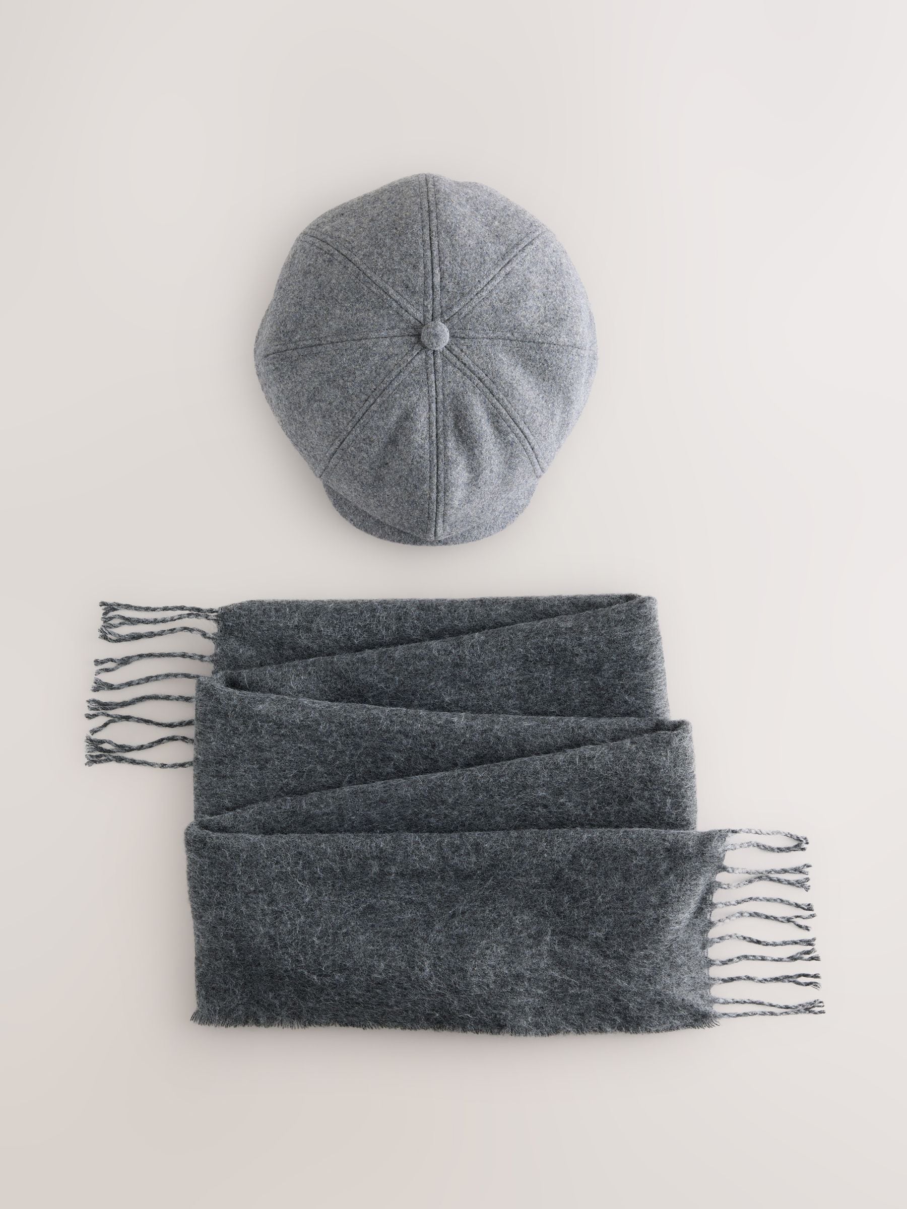 Grijs - Baker Boy Hat And Scarf Set