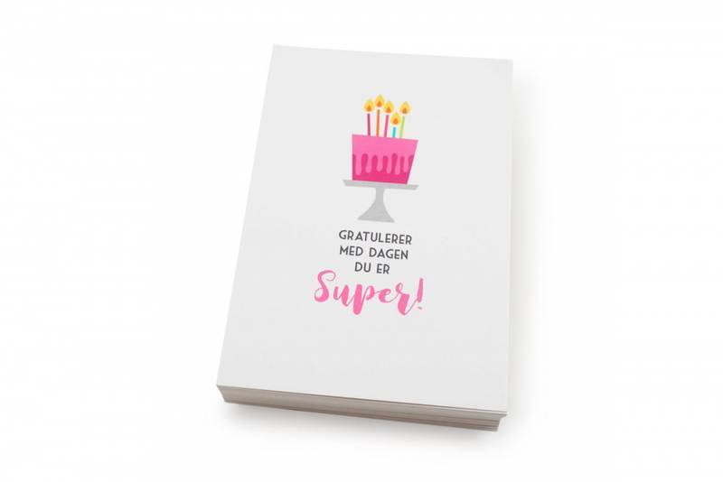 Gratulasjonskort, Gratulerer med dagen, Rosa