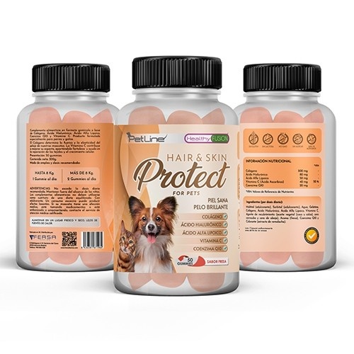 Suplemento Pet Line para Cabelo, Pele e Proteção da Pelagem de Cães e Gatos